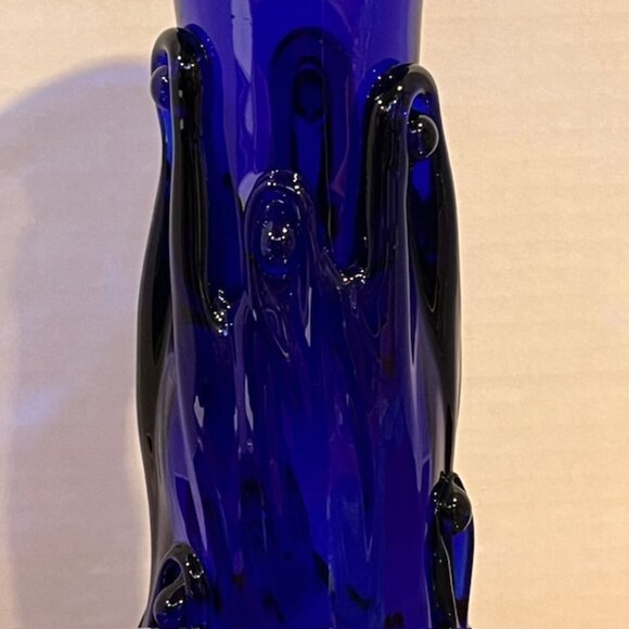 Hot Glass Works 11" Cobalt Blue Lily Pad Abstract Vase - Picture 6 of 12